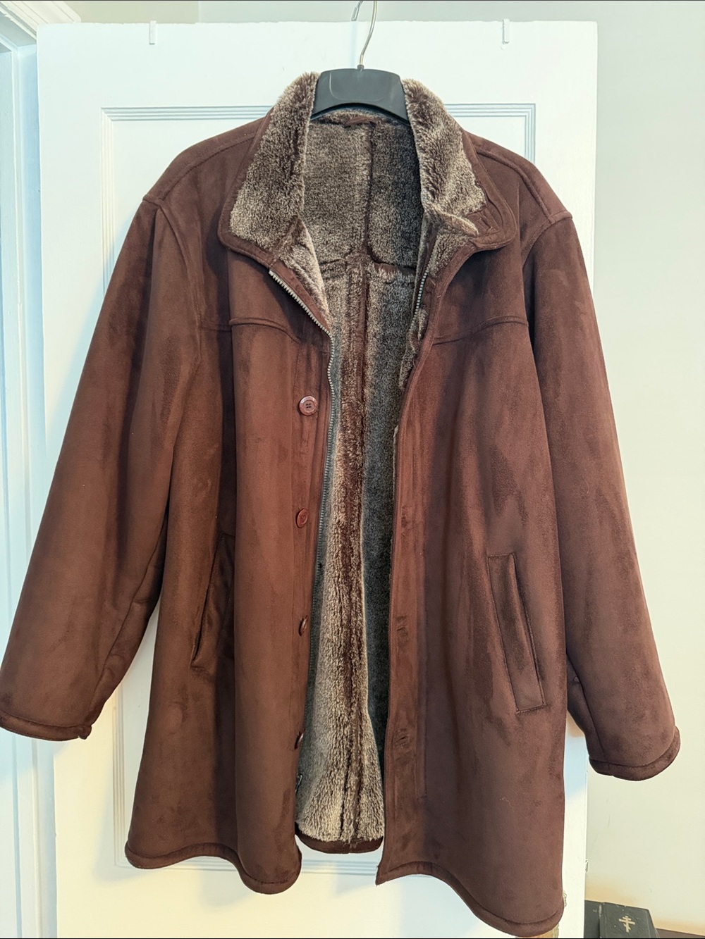 Sergio Benini Men’s Brown Faux Suede Coat